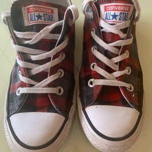 Converse Low-top Plaid Red/Gray/Black All-Stars